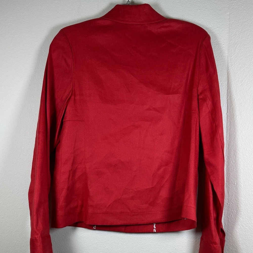 Cabi Red Valentine Linen Blend Button Front Jacket Blazer Womens Size M - Picture 8 of 10